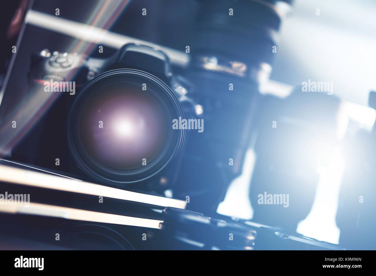 Modern Digital Photography Equipment Concept. Digital Single Lens