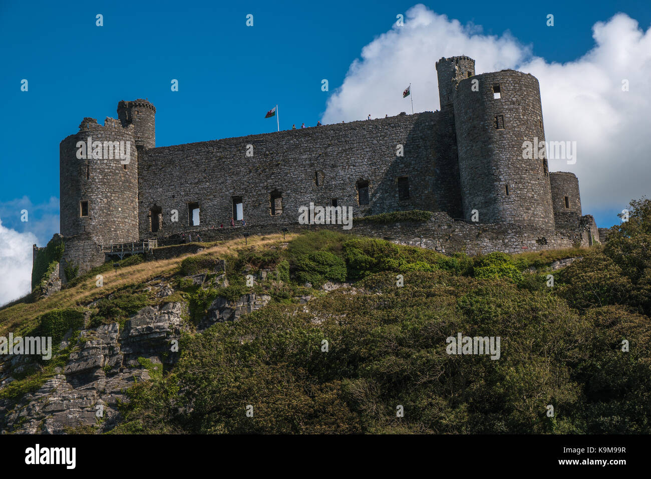 Harlech castle viewed from below. Stock Photo