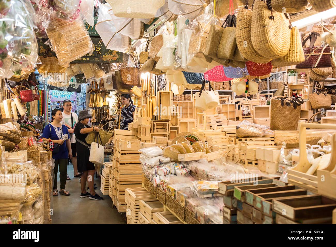 souvenir, basketry. Chatuchak, Weekend, Market, Bangkok, Thailand Stock Photo