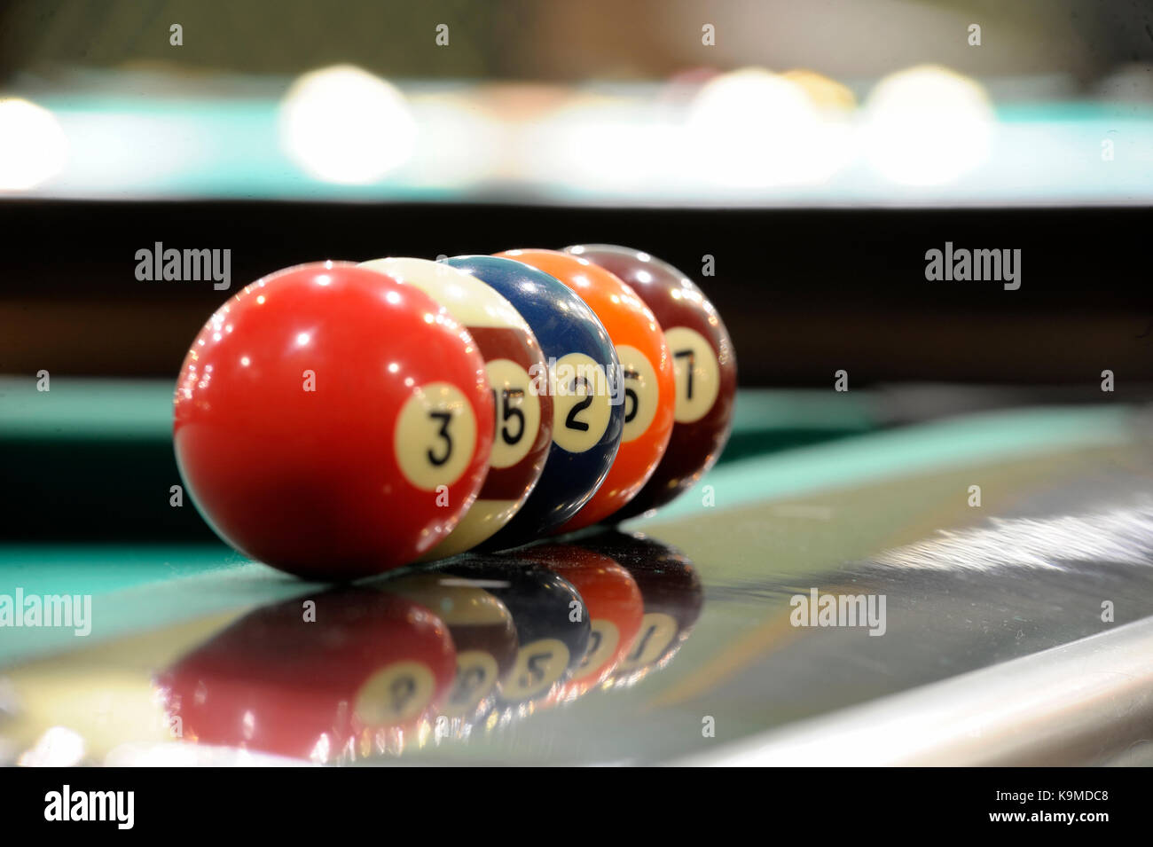 Billiard. Balls set in front of green background Stock Photo