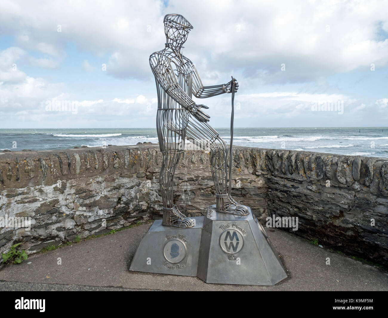 Sculpture of 'The Walker', Lynmouth, Devon Stock Photo