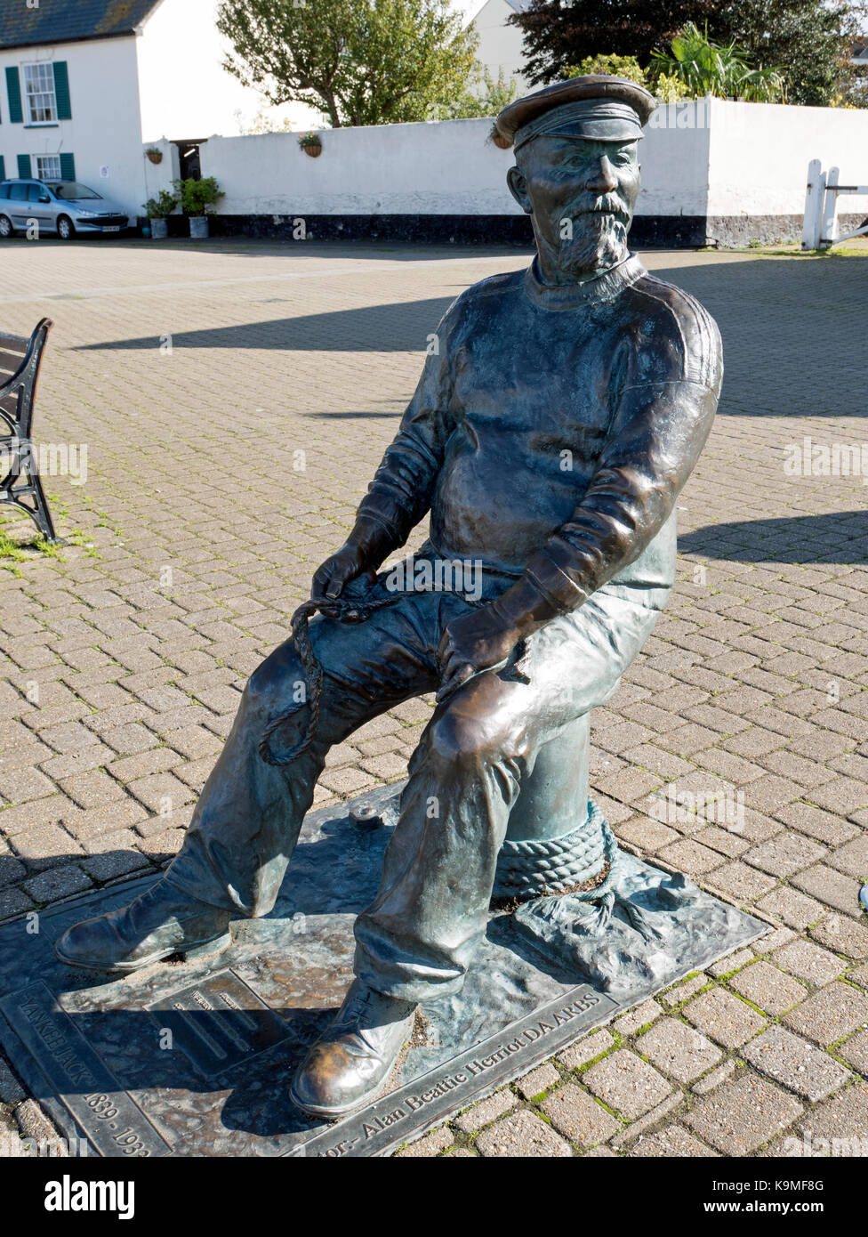 Statue of 'Yankee Jack' (John Short) on the esplanade, Watchet Harbour Stock Photo