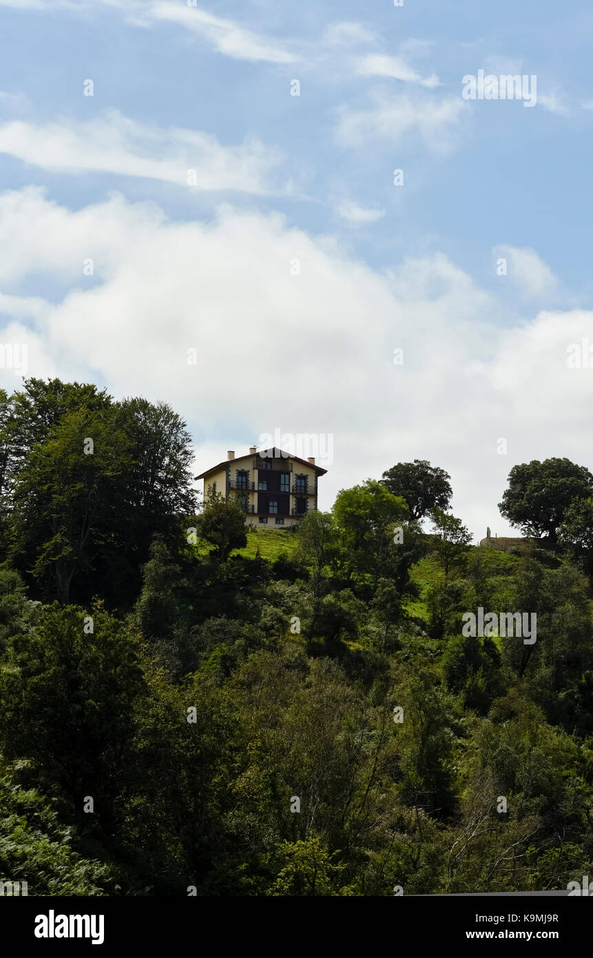 House in the top of the hills in the coast of the Basque Country and France in the North of Spain. Photo: Eduardo Manzana Stock Photo