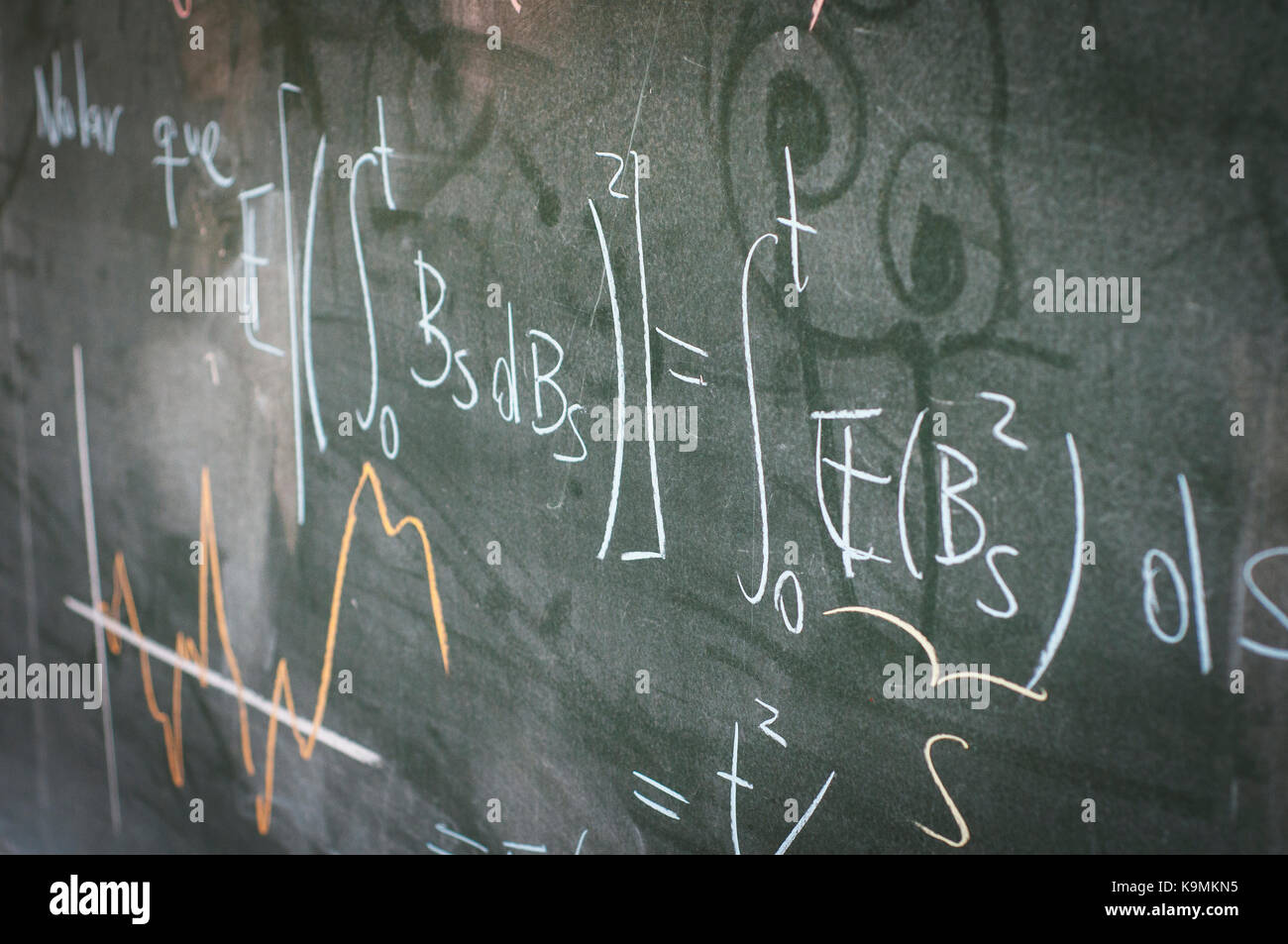mathematical formula on university blackboard, mathematics study Stock Photo