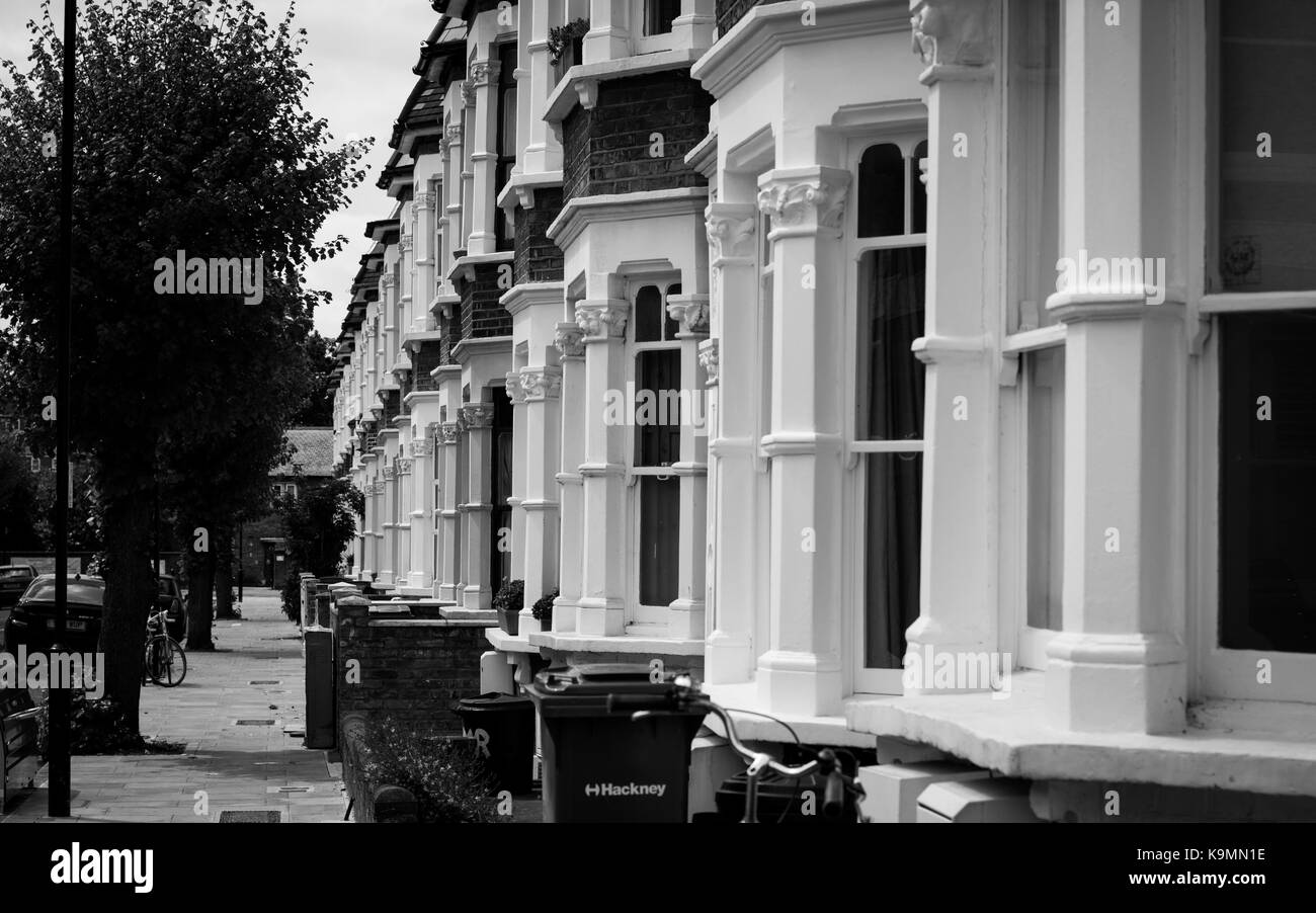 A row of terraced houses in Hackney, London Stock Photo