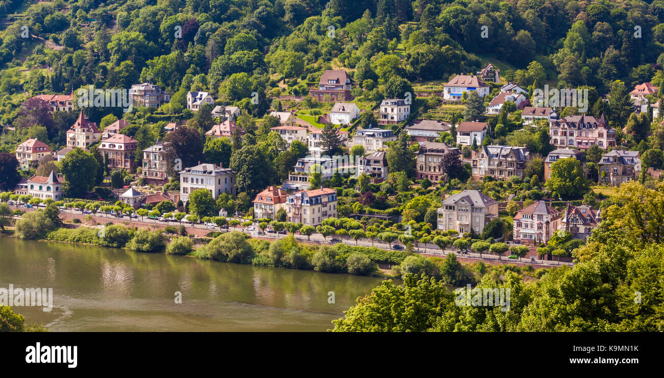 Deutschland, Baden-Württemberg, Heidelberg, Fluss Neckar, Villenviertel, Villen, Immobilien, Luxus, Wohnungen, wohnen Stock Photo