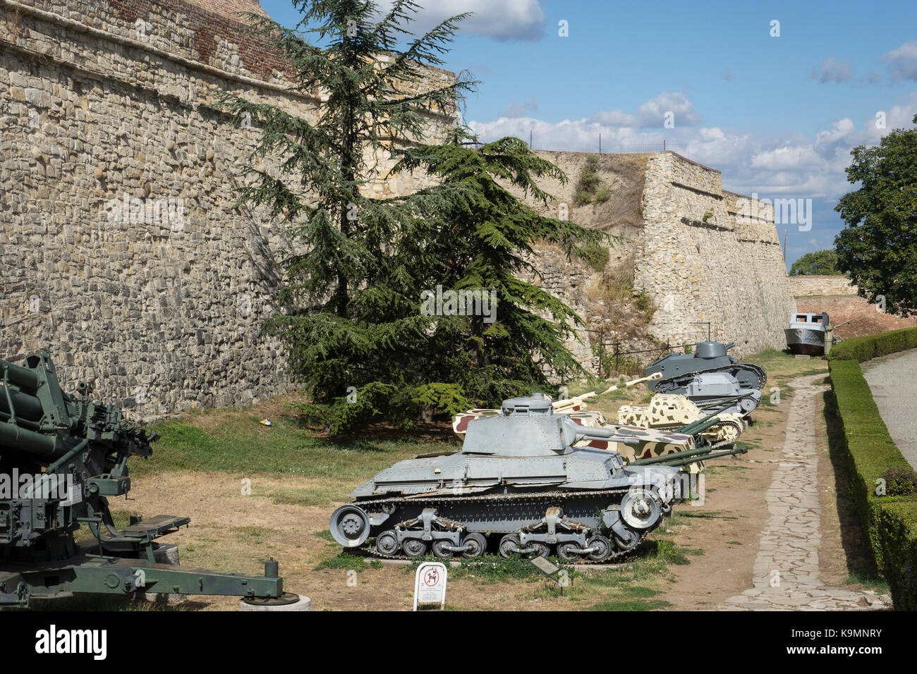 Serbia, Belgrade, Kalemegdan Froress wall & military memorabilia Stock Photo