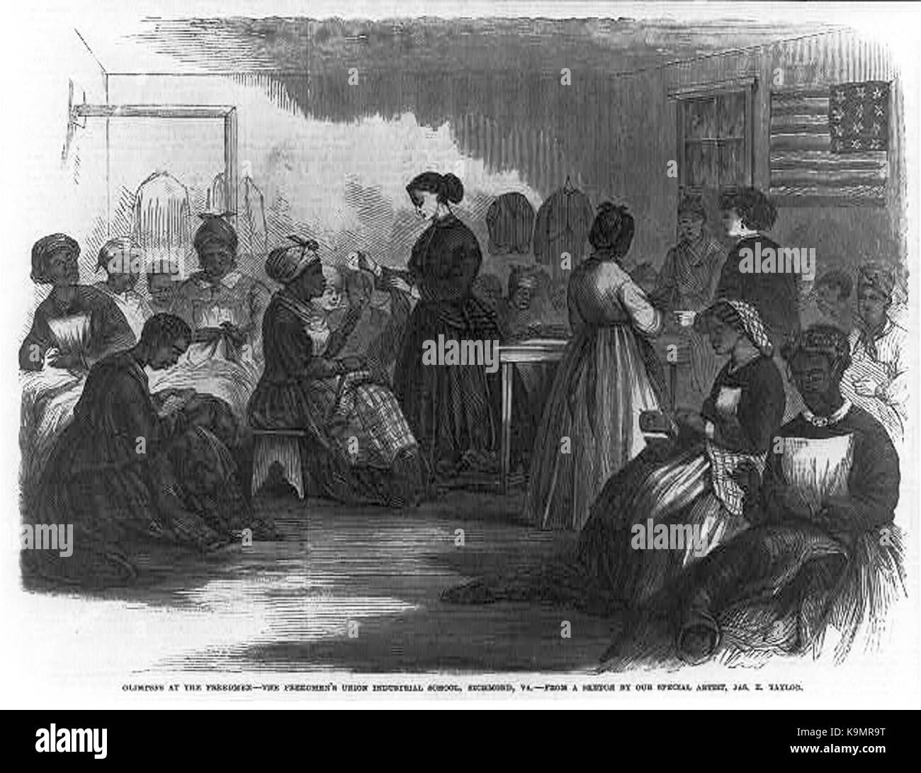 Northern teachers traveled into the South to provide education and training for the newly freed population. Stock Photo