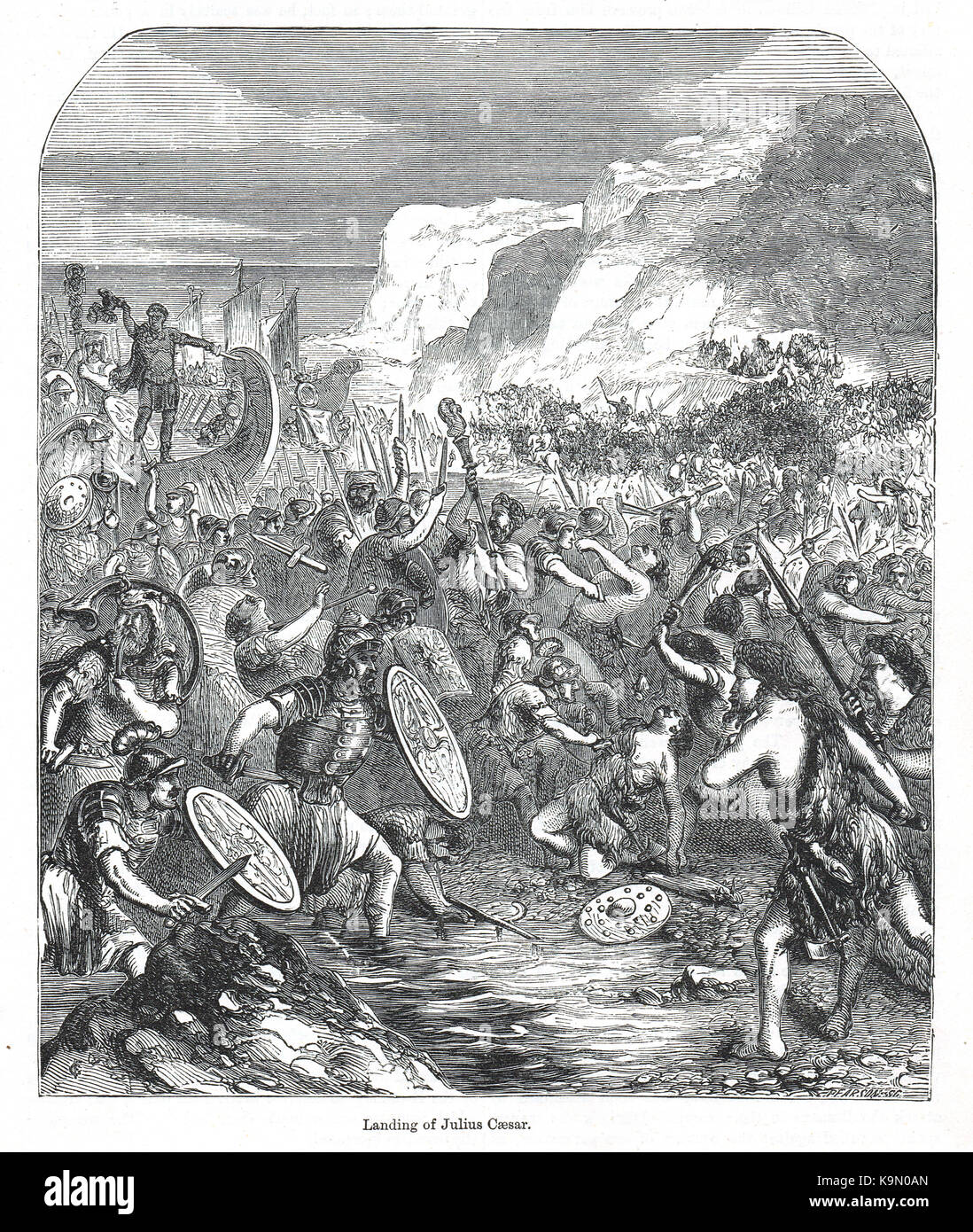 Roman invasion, Landing of Julius Caesar in Britain, 55-54 BC Stock Photo