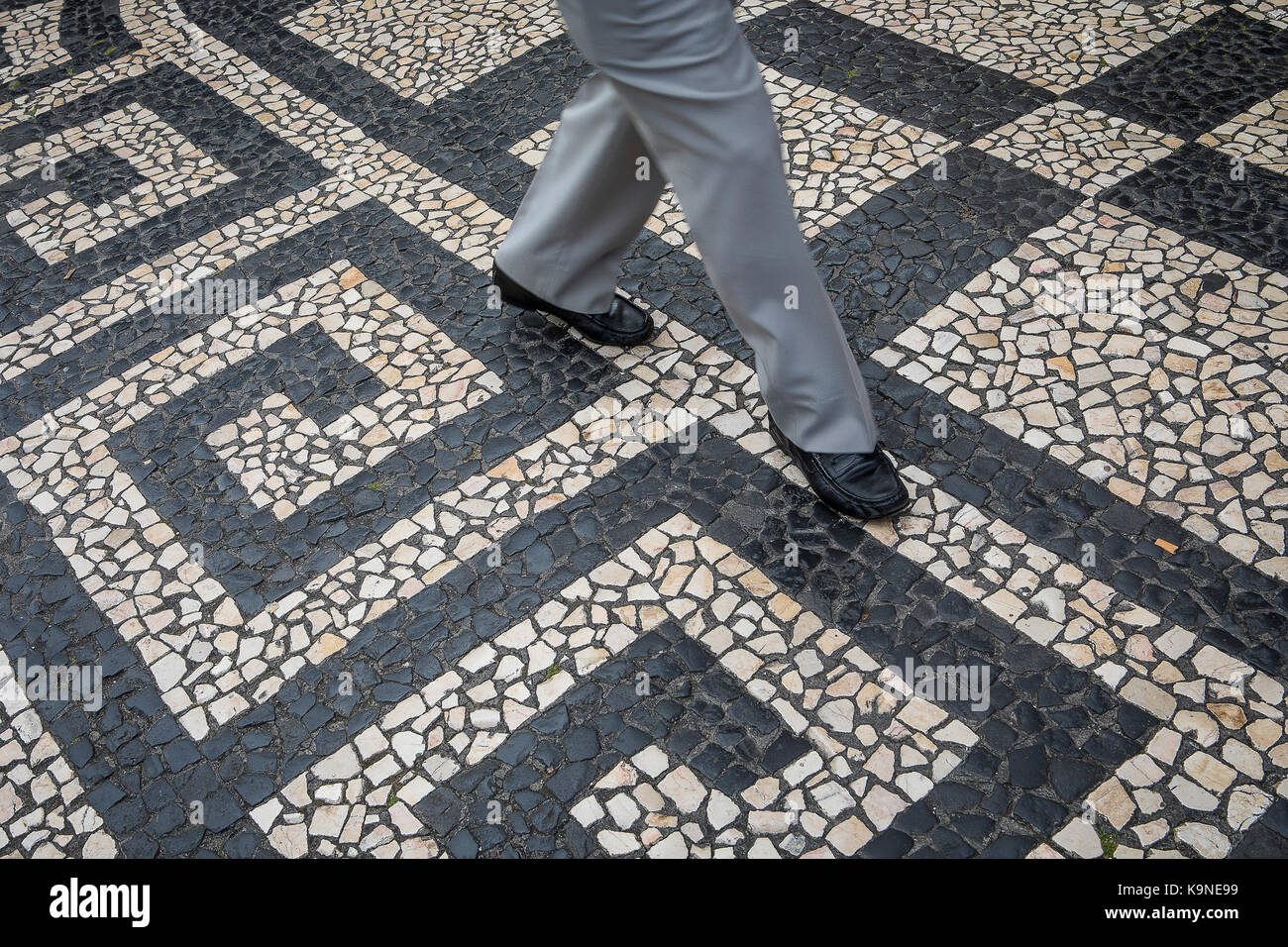 Mosaic, pavement, in Largo do Chafariz, Funchal, Madeira, Portugal