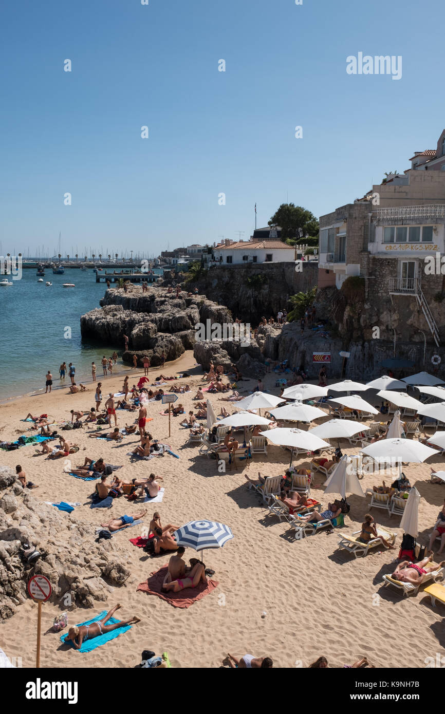 Praia Da Rainha A Beach In The Portuguese Town Of Cascais Near Lisbon Portugal Stock Photo