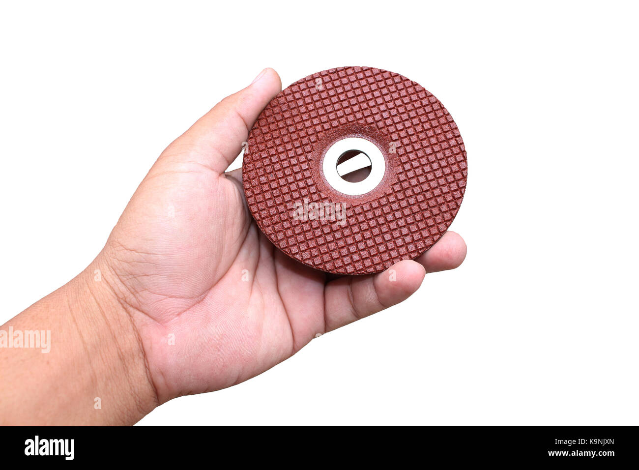 Hand hold grinding wheel on isolated Stock Photo - Alamy