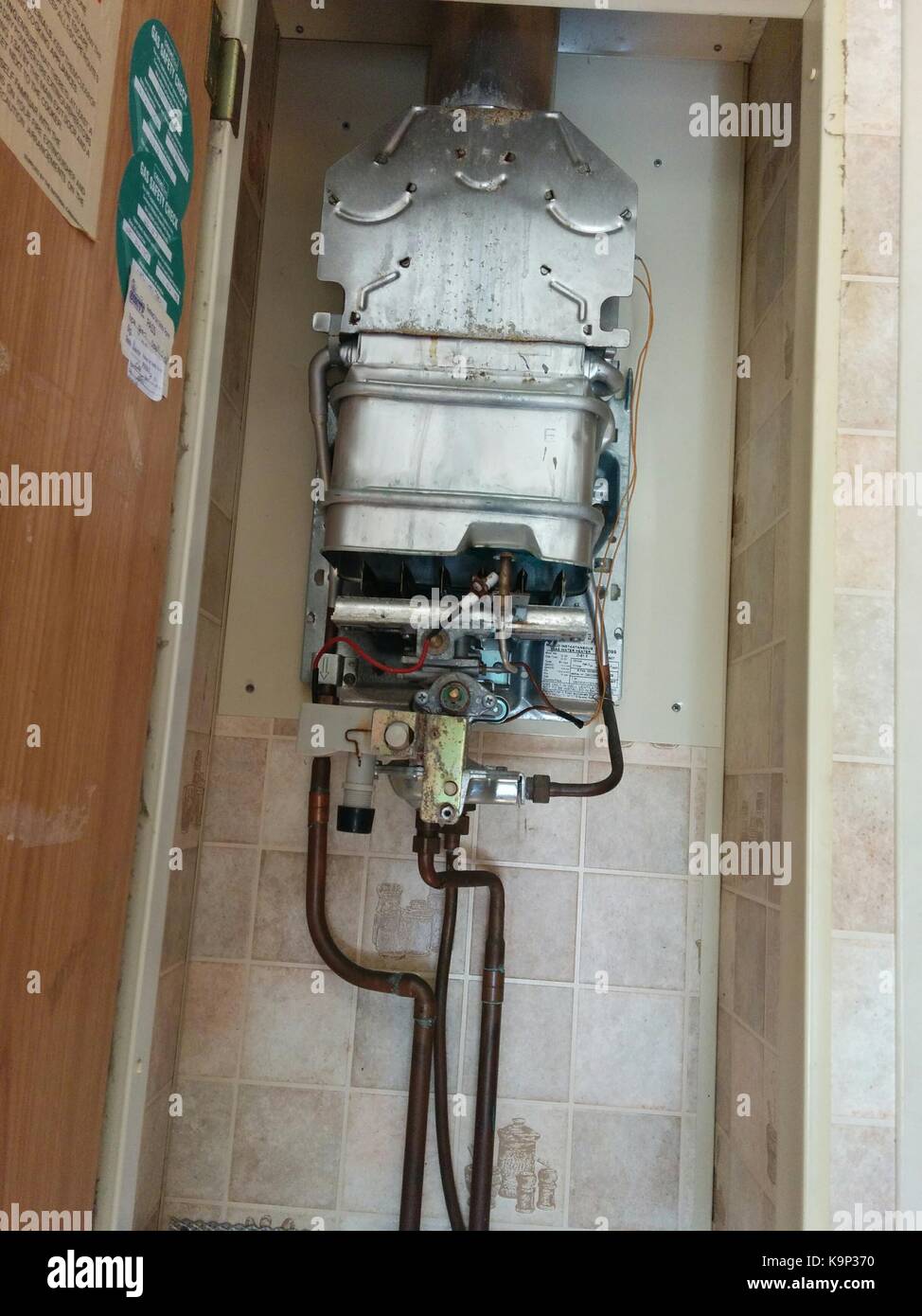 Water Heater In A Caravan Stock Photo Alamy