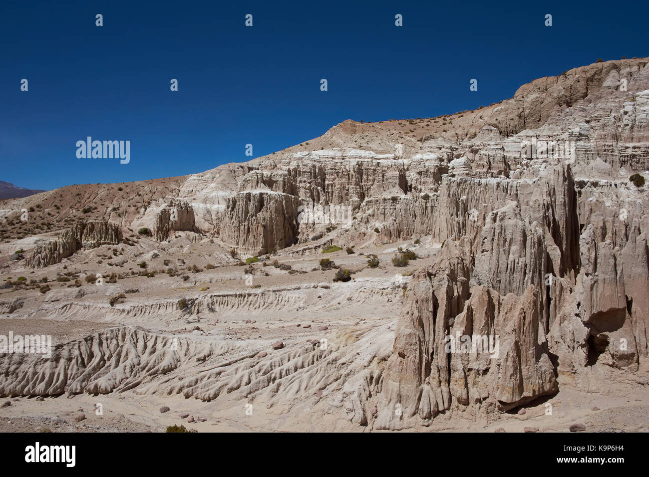 Eroded rock formations along Quebrada Chuba, a river valley high on the ...