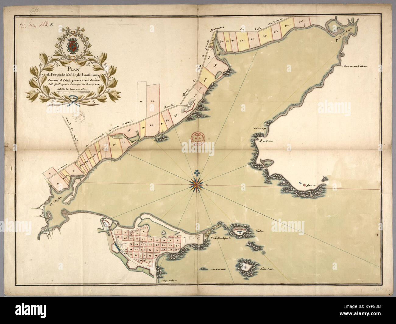 Plan du Port et de la Ville de Louisbourg suivant le toise general qui en a ete fait pour envoyer en Cour Stock Photo