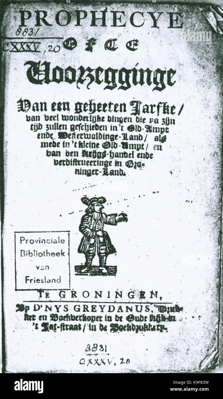 Prophecye van Jarfke (Groningen, ca. 1790) Stock Photo