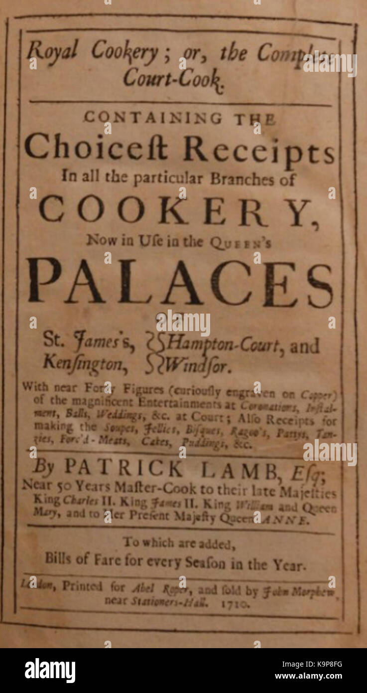 Patrick Lamb Cook Book 1710 Stock Photo Alamy