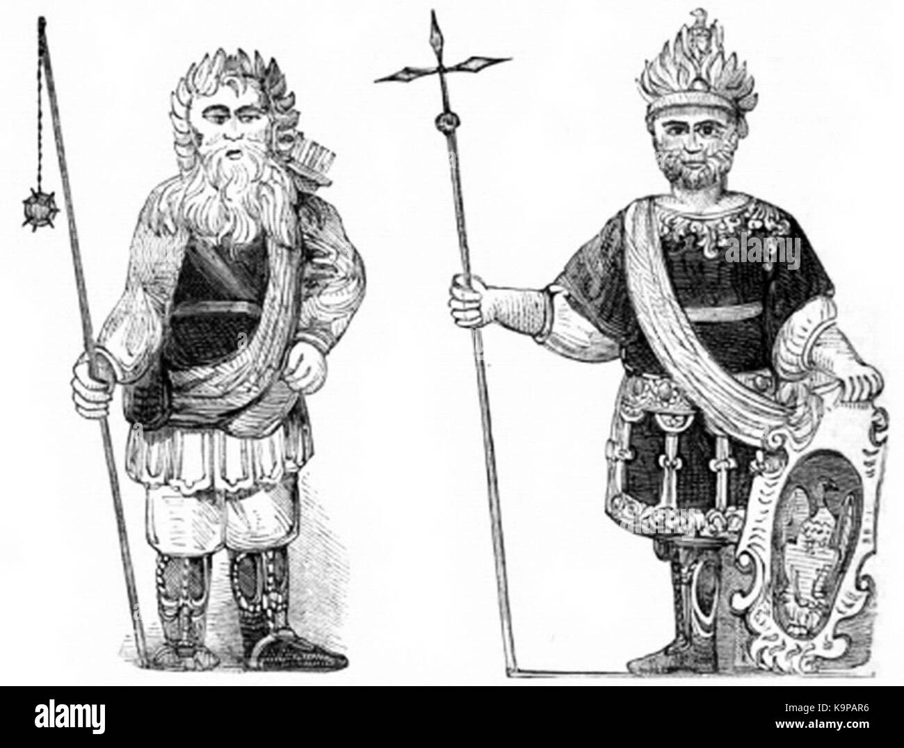 P618a Carving in wood of Gog and Magog Stock Photo Alamy