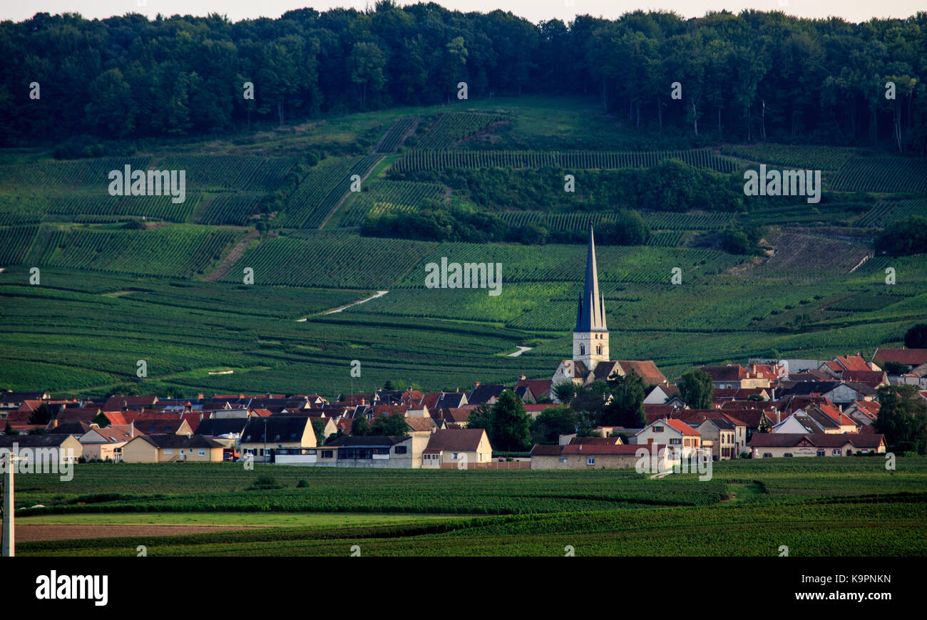 Beautiful villages at dusk along Champagne Route around Reims France ...