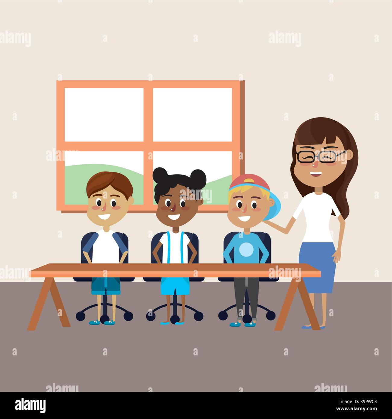 teacher woman educated the students Stock Vector Image & Art - Alamy