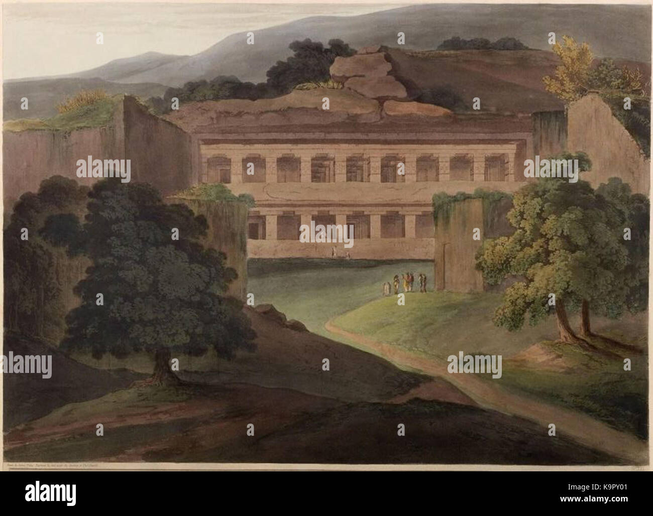 Orient Image This illustration depicts Oriental scenery, specifically focusing on a ...