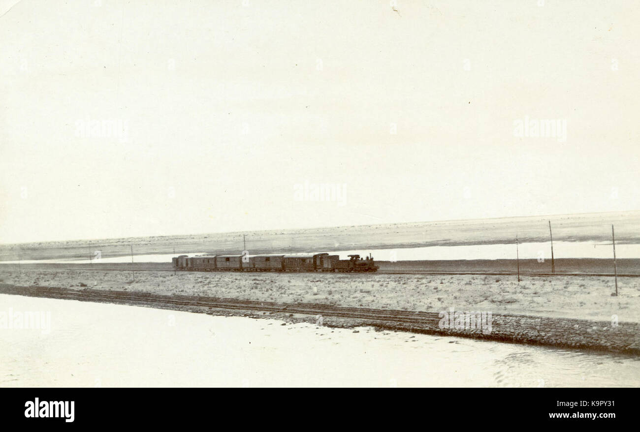 Pre WWI photo of an Egyptian Delta Light Railways, close to the Suez Canal, with a Krauss 2 4 0 steam locomotive Stock Photo