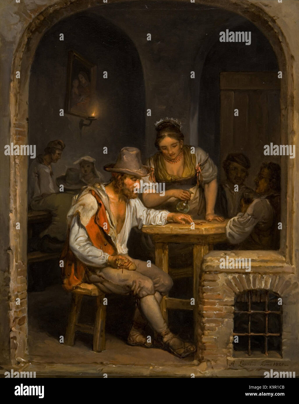 Painting by Alexander Laureus called Roman Osteria, 1820 Stock Photo ...
