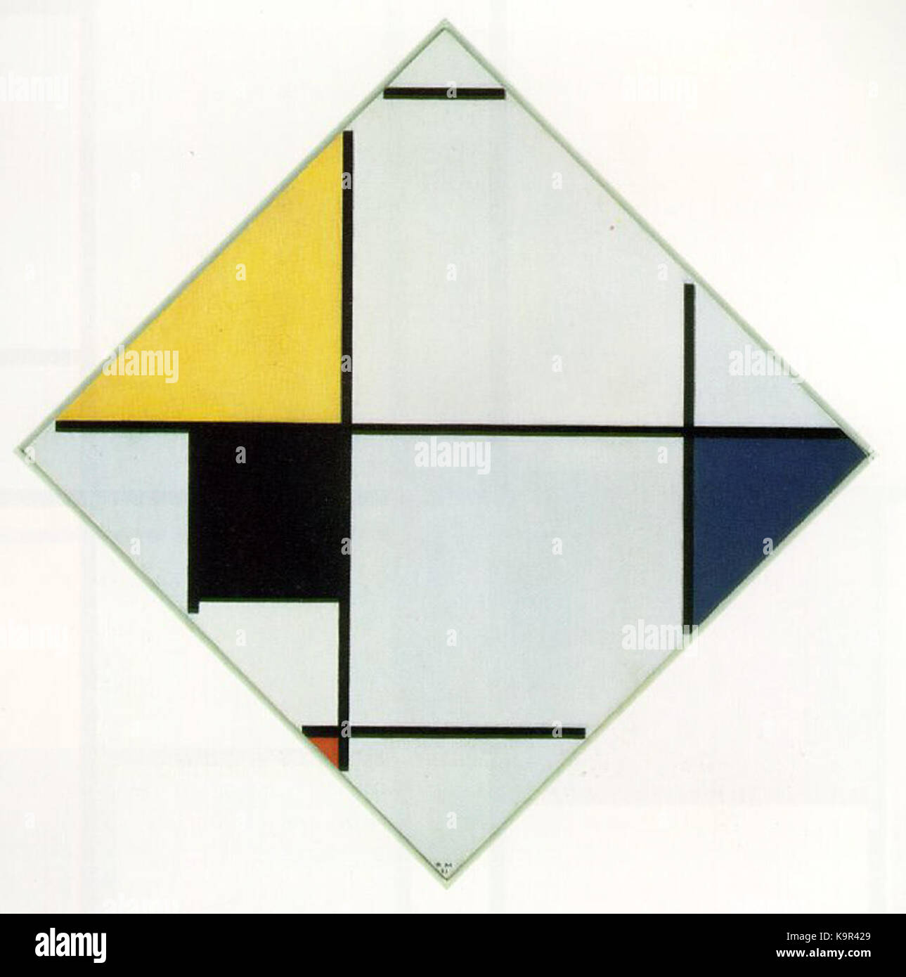 Piet Mondrian Lozenge Composition with Yellow, Black, Blue, Red, and ...