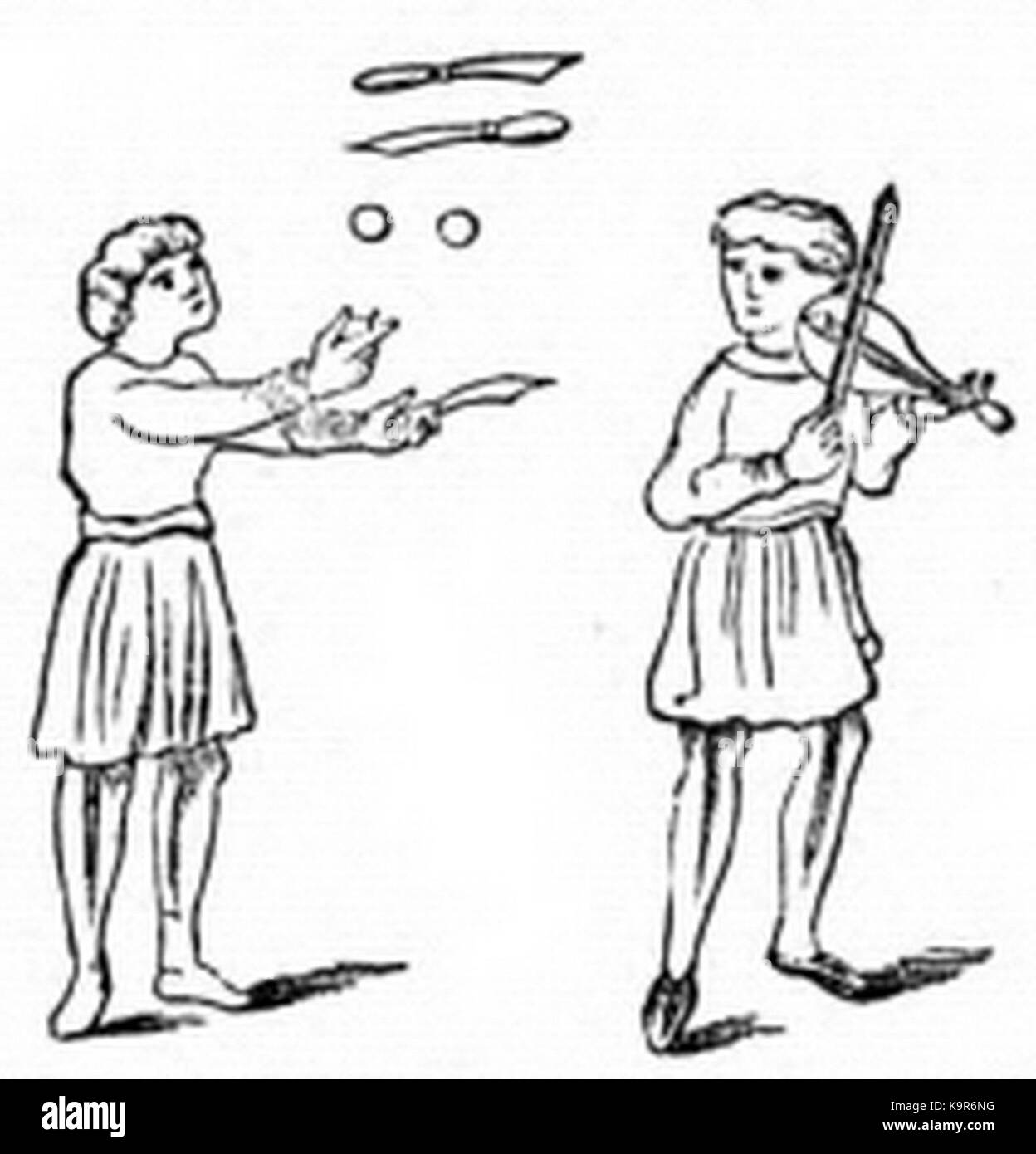 P137a Glee men Juggling 10th century Stock Photo