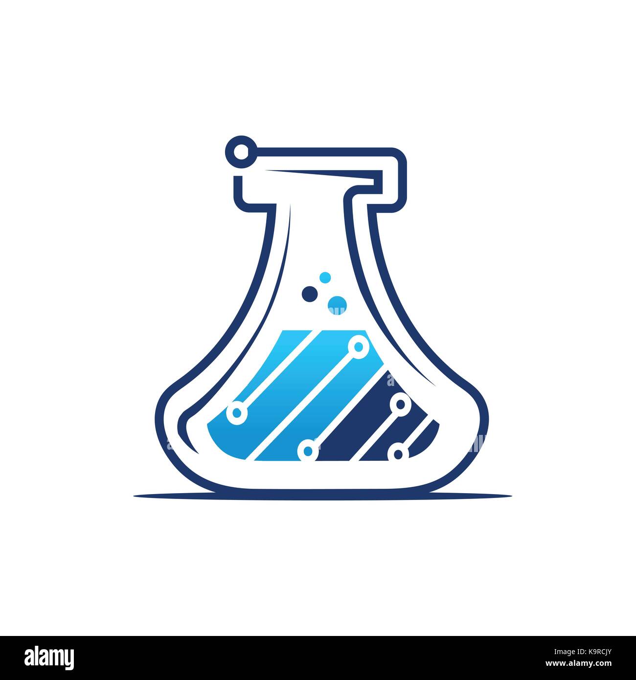 tech lab logo, circuit lines with flask icon, icon design, isolated on ...