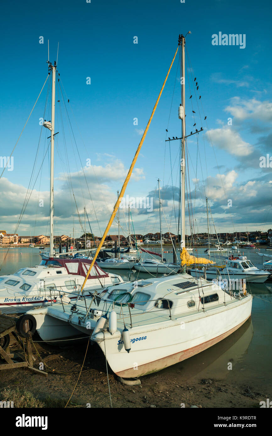Yachts on river Adur, Shoreham-by-Sea, West Sussex, England. Stock Photo