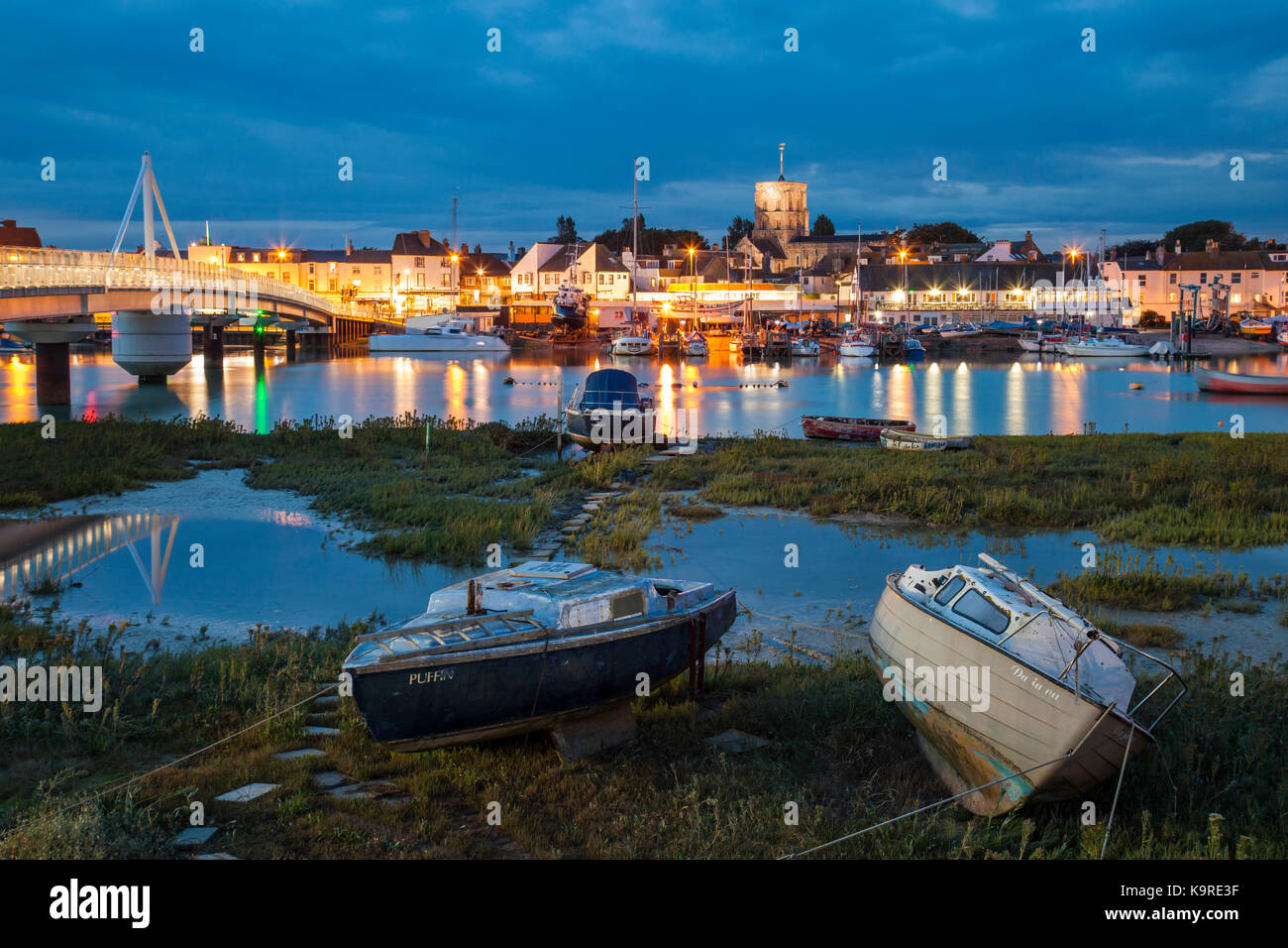 Night falls on river Adur in Shorehambysea, West Sussex, England Stock Photo Alamy