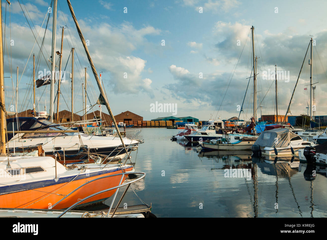 Summer evening at Shoreham Port in Southwick, West Sussex, England. Stock Photo