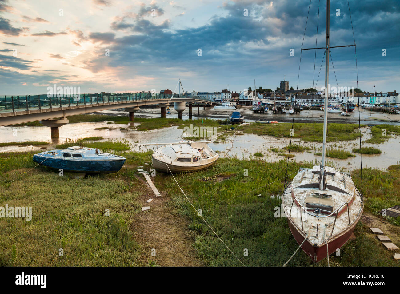 Sunset on river Adur in Shoreham-by-Sea, West Sussex. Stock Photo