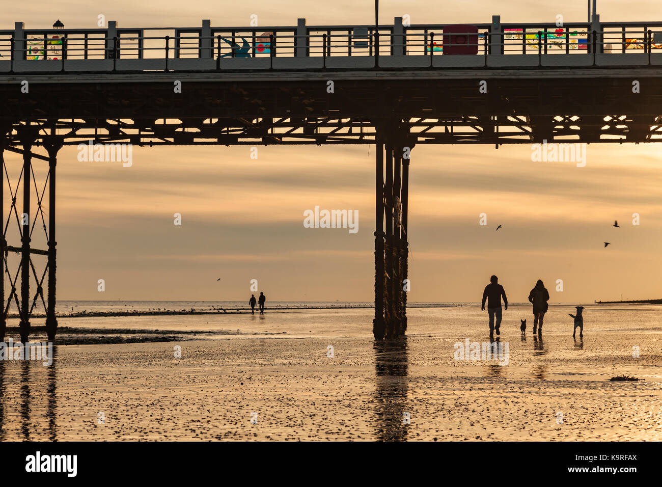Sunset at Worthing Pier, West Sussex, England. Stock Photo