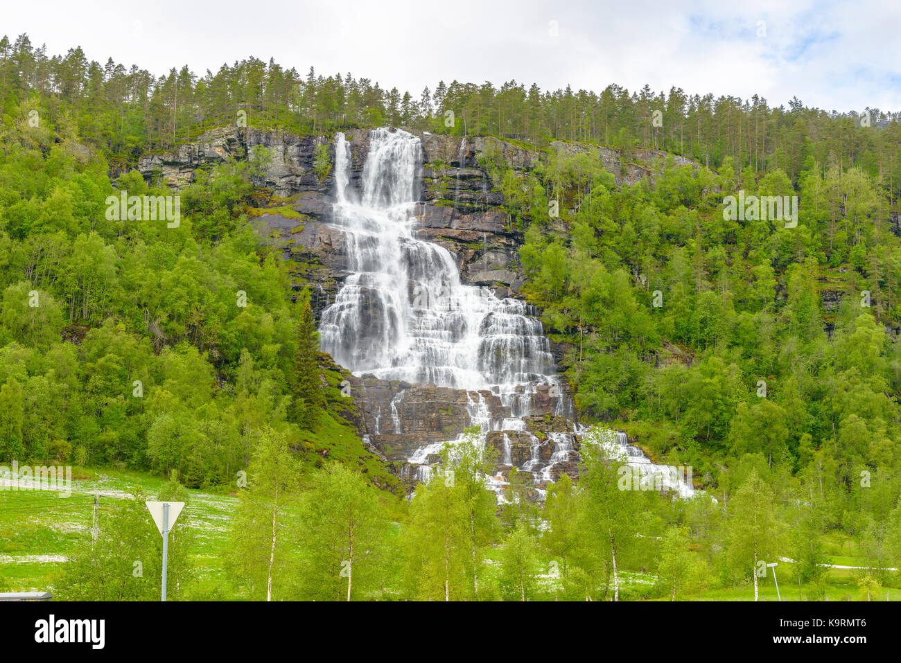 Tvindefossen waterfall in Voss, Norway Stock Photo