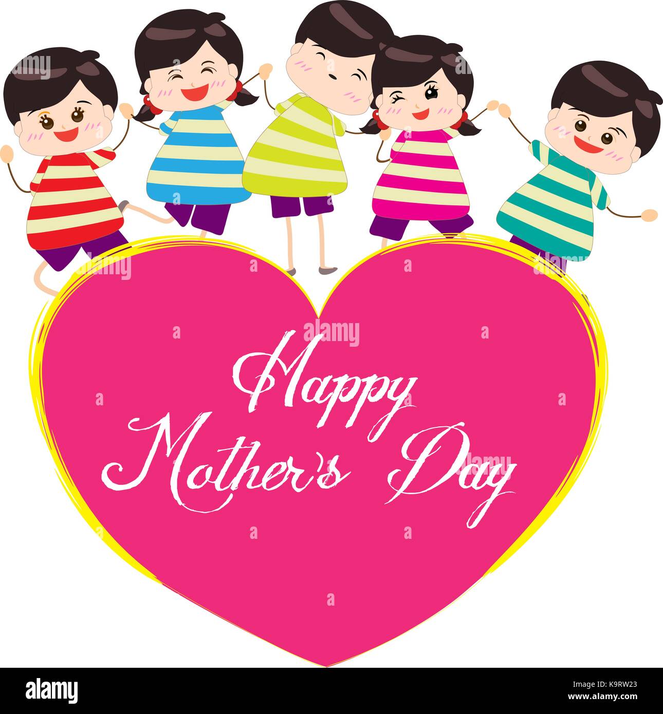 happy mother day with kids Stock Vector Image & Art - Alamy