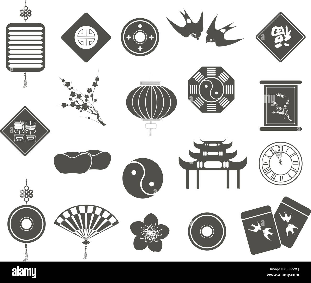 Chinese New Year Icons Stock Vector