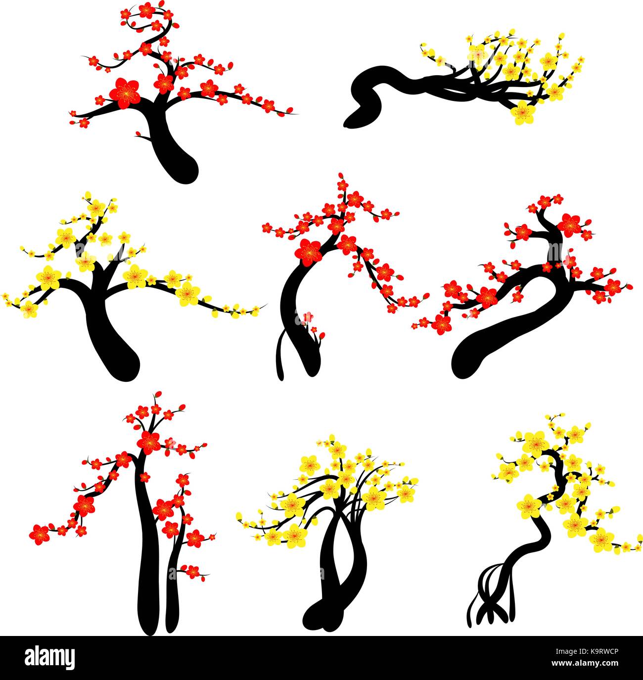 Chinese New Year cherry blossoms background Stock Vector Image & Art