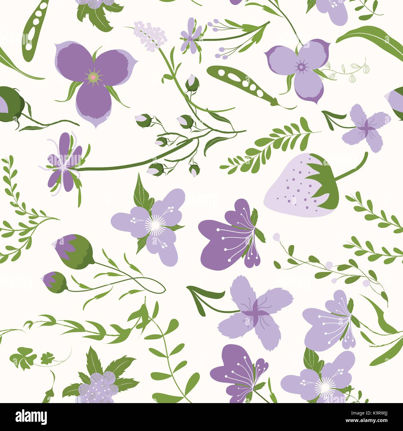 Spring purple flowers backgrounds - seamless floral pattern Stock ...