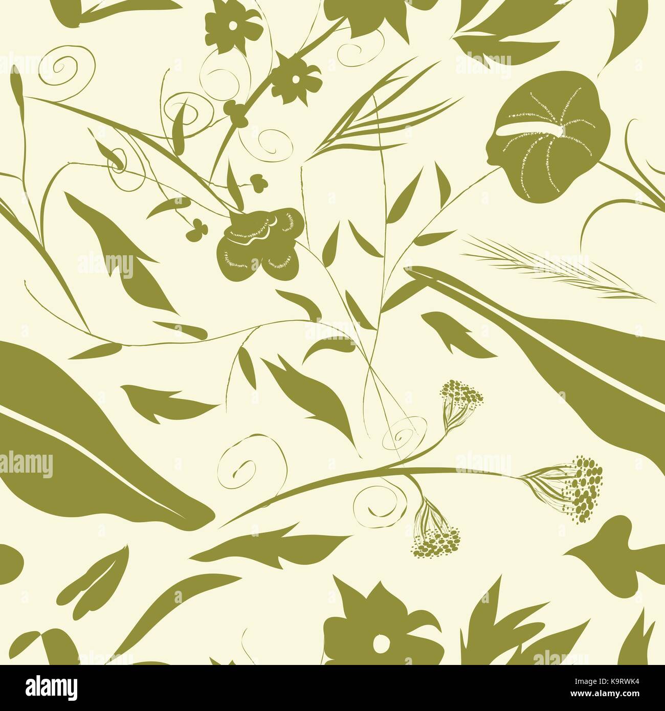 Seamless pattern with leaves, floral Stock Vector Image & Art - Alamy