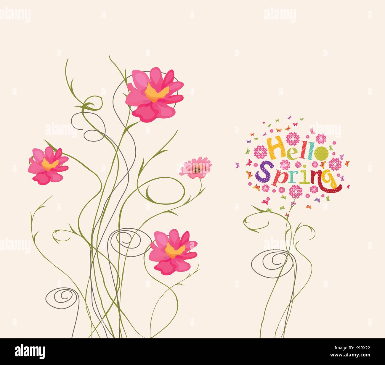 Cute red flowers background Stock Vector Image & Art Alamy
