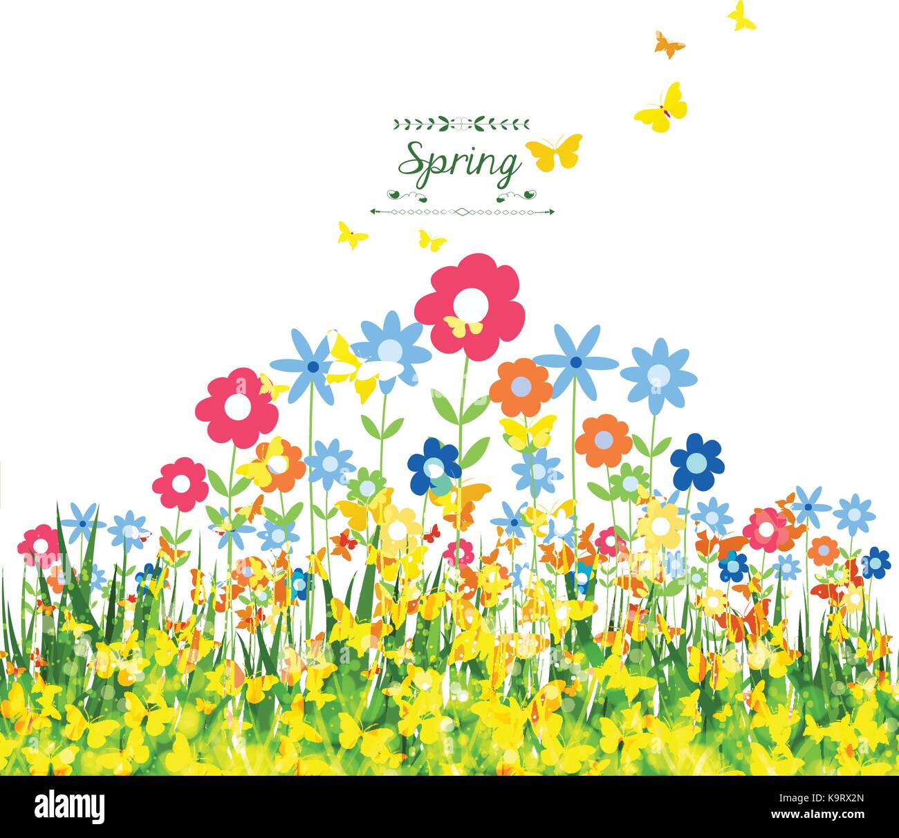 Spring Background with butterflies colorful Stock Vector Image & Art ...