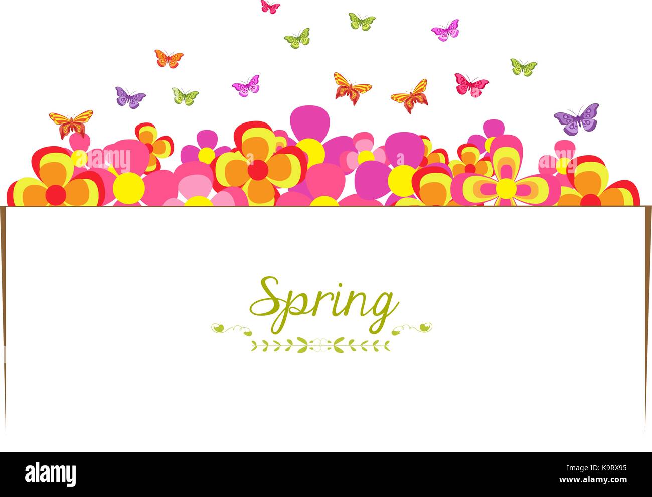 spring with flower and butterfly banner Stock Vector Image & Art - Alamy