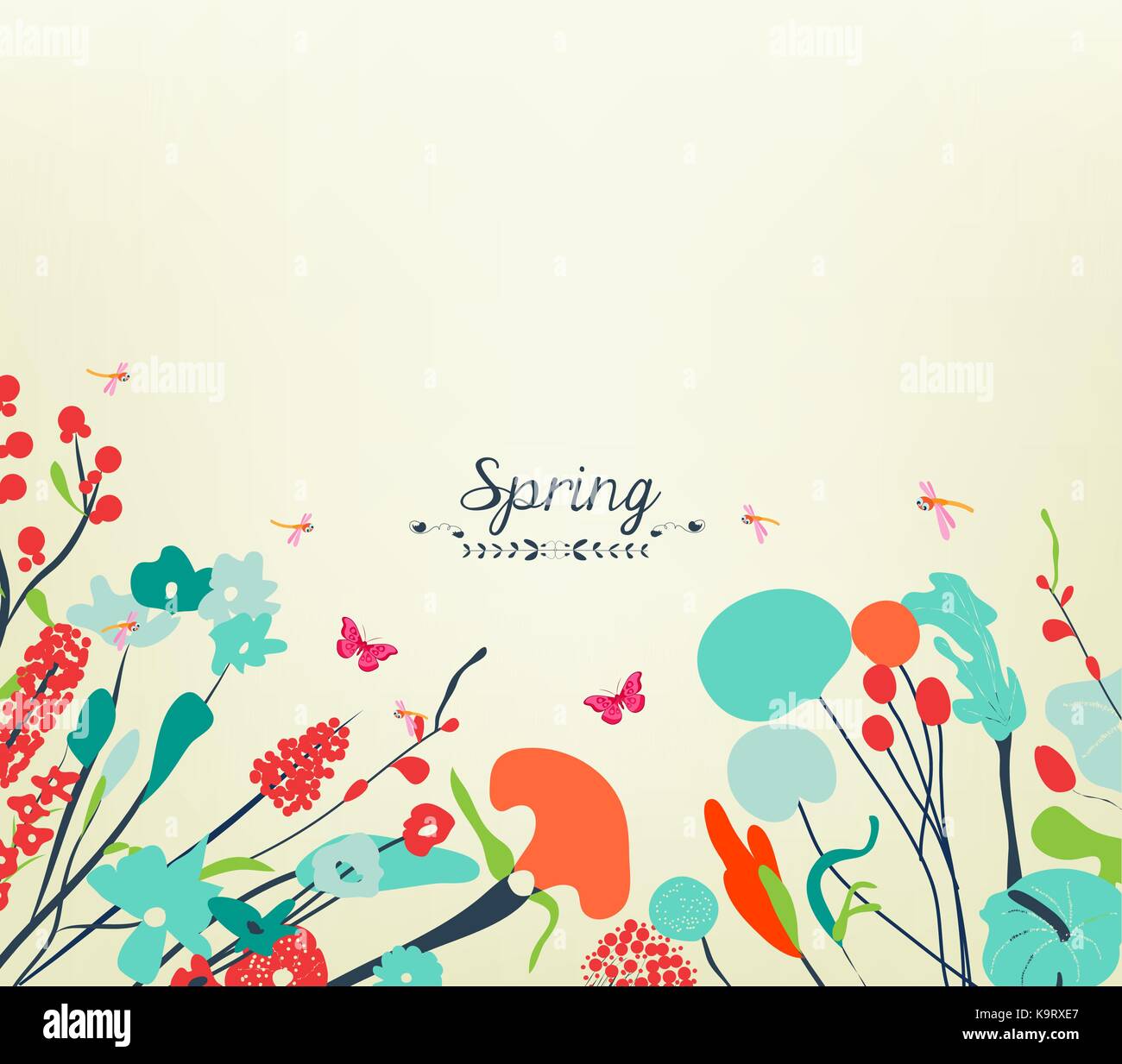 Blossom Into Spring vintage 2 Stock Vector Image & Art - Alamy