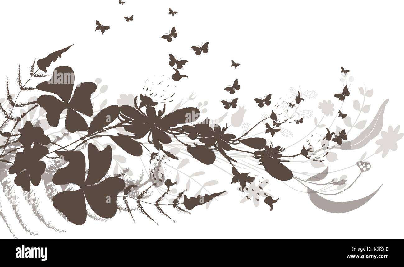 Flower and butterflies black background Design Stock Vector Image & Art ...