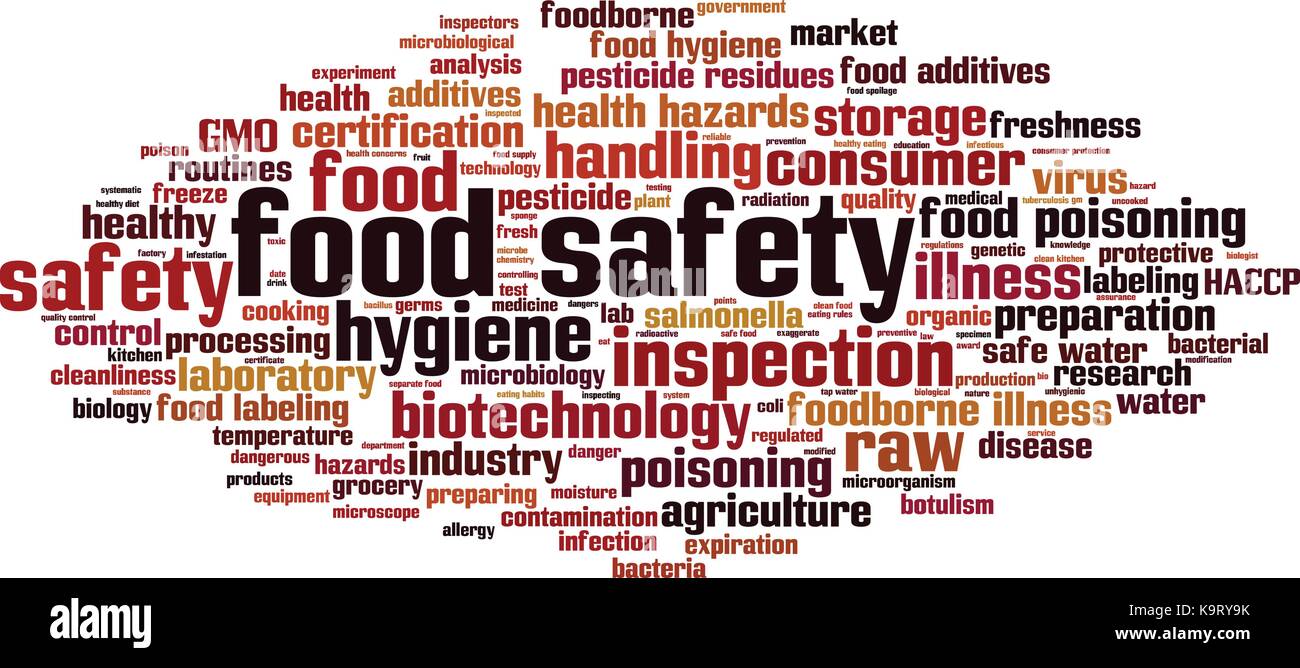 Food safety word cloud concept. Vector illustration Stock Vector