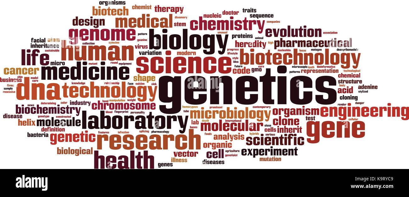Genetics word cloud concept. Vector illustration Stock Vector