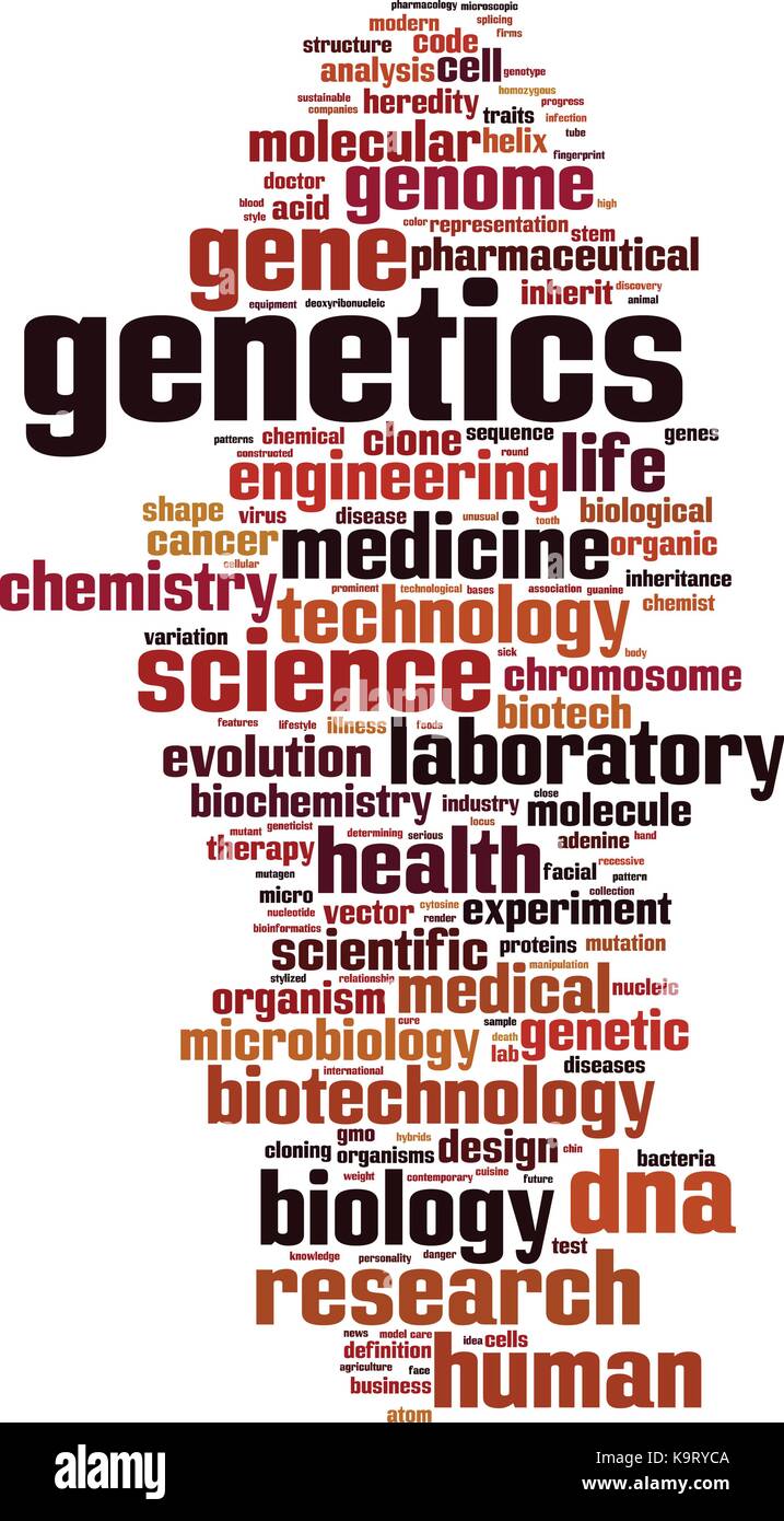 Genetics word cloud concept. Vector illustration Stock Vector