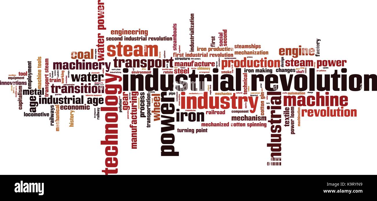 Industrial revolution word cloud concept. Vector illustration Stock